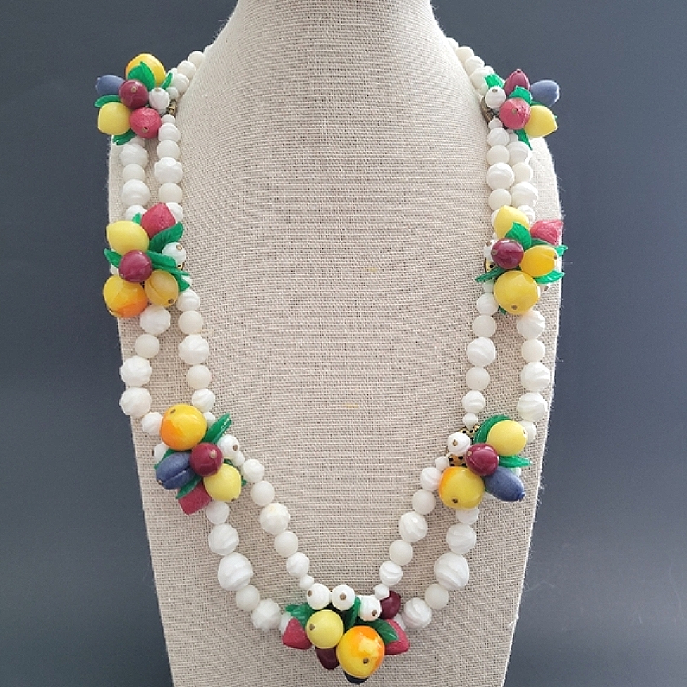 Rare Vintage West Germany Fruit Beaded Necklace